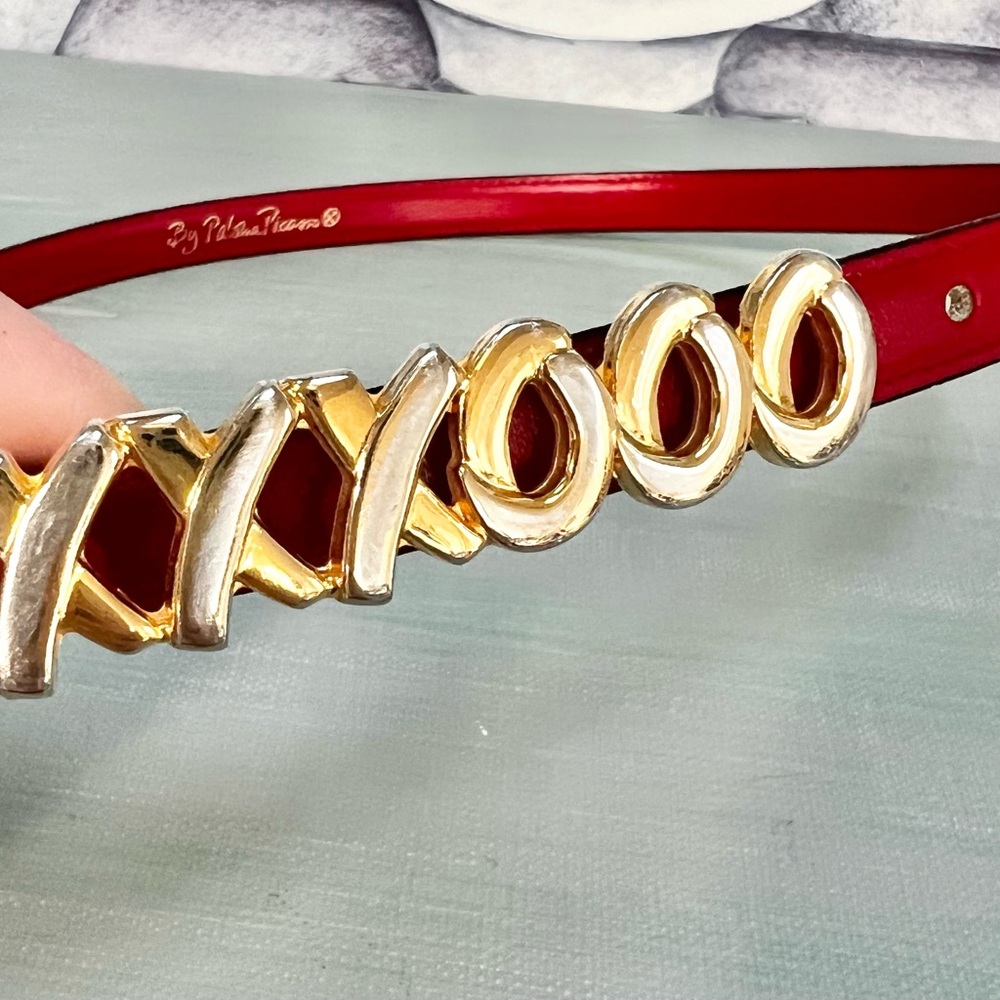 Vintage Paloma Picasso Italian Red Leather XXXOOO Belt - Picture 4 of 10